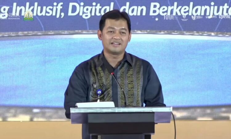 Deputi Kepala KPwBI Aceh, Hertha Bastiawan, di Banda Aceh saat memberikan sambutan pada kegiatan Pre Event Aceh Wakaf Summit dalam perhelatan Meuseuraya Festival 2025, di Banda Aceh, Kamis (25/9/2025)