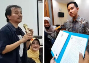 Mantan Menteri Pemuda dan Olahraga (Menpora) RI, Roy Suryo (kiri), ia mengungkapkan dugaan kejanggalan dari ijazah Wakil Presiden RI, Gibran Rakabuming Raka (kanan), yang merupakan anak sulung Jokowi. FOTO/Kolase. Ⓒ Hak cipta foto di atas dikembalikan sesungguhnya kepada pemilik foto