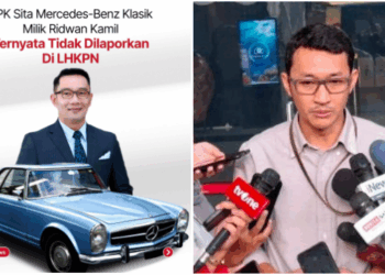 Mobil Mercedes Benz (Mercy) atas nama B.J. Habibie, yang dibeli eks Gubernur Jawa Barat Ridwan Kamil (RK) dari putra sulung almarhum Presiden ke-3 RI, Ilham Akbar Habibie (IAH), menggunakan uang hasil korupsi Bank BJB (kiri), Juru Bicara KPK, Budi Prasetyo (kanan). FOTO/Kolase. Ⓒ Hak cipta foto di atas dikembalikan sesungguhnya kepada pemilik foto
