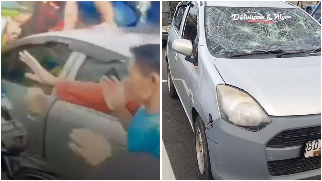 Pergoki Ayahnya Bawa Cewek, Anak Emosi Teriaki 'Maling', Mobil Hancur Diamuk Massa