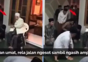Tangkapan Layar Tayangan santri ngesot sambil memberi uang kepada kiai yang ditayangkan Trans7 terus menuai kecaman. FOTO/Kolase. Ⓒ Hak cipta foto di atas dikembalikan sesungguhnya kepada pemilik foto