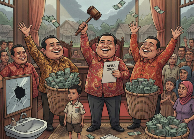 Ilustrasi Festival "Bagi-Bagi" APBA 2026: Panduan Modern Menghabiskan Uang Rakyat Tanpa Sisa. FOTO/HAI. Ⓒ Hak cipta foto di atas dikembalikan sesungguhnya kepada pemilik foto