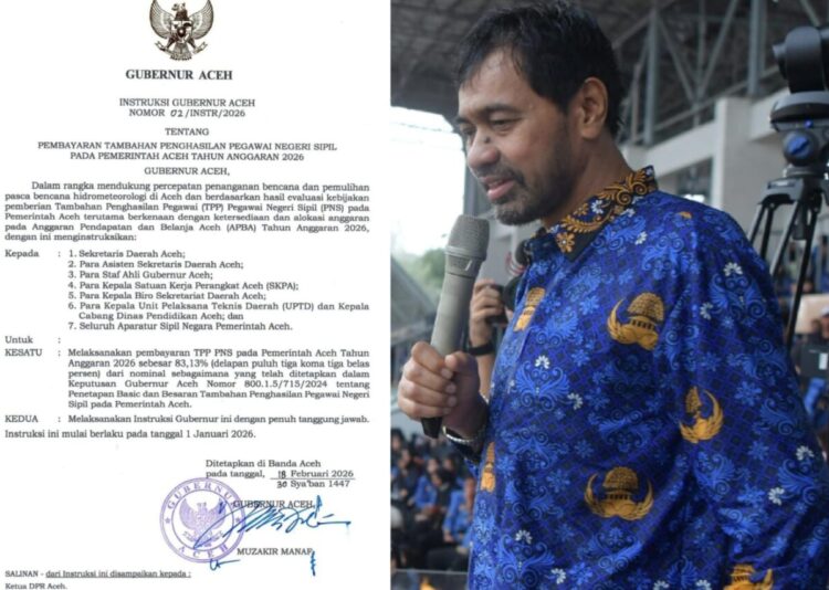 Gubernur Aceh, Muzakir Manaf atau Mualem, memotong Tambahan Penghasilan Pegawai (TPP) PNS di lingkungan Pemerintah Aceh untuk Tahun 2026. FOTO/Dok. Istimewa. Ⓒ Hak cipta foto di atas dikembalikan sesungguhnya kepada pemilik foto