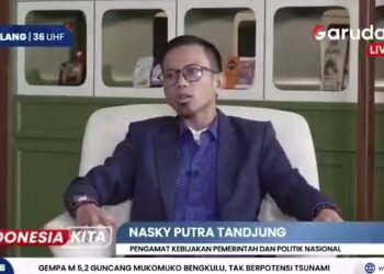 Analis kebijakan publik dan politik nasional, Nasky Putra Tandjung. FOTO/Tangkapan Layar. Ⓒ Hak cipta foto di atas dikembalikan sesungguhnya kepada pemilik foto