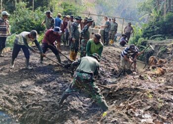 TNI dan Warga Bersinergi Pulihkan Saluran Irigasi Terdampak Longsor di Bener Meriah