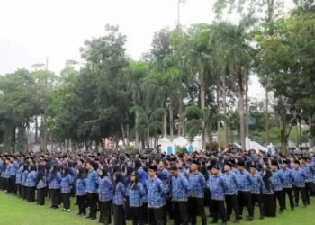 APEL : Pegawai ASN di lingkungan Pemkab Deli Serdang mengikuti kegiatan apel beberapa waktu lalu. Saat ini banyak pegawai non ASN di lingkungan Pemkab yang resign setelah ditawari jadi BHL. FOTO/Dok. Istimewa. Ⓒ Hak cipta foto di atas dikembalikan sesungguhnya kepada pemilik foto