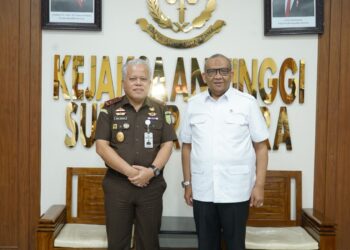 Wakil Menteri Ketenagakerjaan (Wamenaker), Afriansyah Noor, mengunjungi Kantor Kejaksaan Tinggi (Kejati) Sumatera Utara, Selasa (10/3/2026), untuk membahas sinergi strategis antara bidang ketenagakerjaan dan penegakan hukum. FOTO/Dok. Wamenaker. Ⓒ Hak cipta foto di atas dikembalikan sesungguhnya kepada pemilik foto