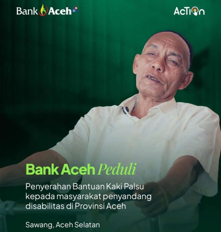 Bank Aceh Syariah menyerahkan Kaki Palsu kepada Masyarakat penyandang disabilitas di Sawang, Aceh Selatan. FOTO/Dok. BAS. Ⓒ Hak cipta foto di atas dikembalikan sesungguhnya kepada pemilik foto