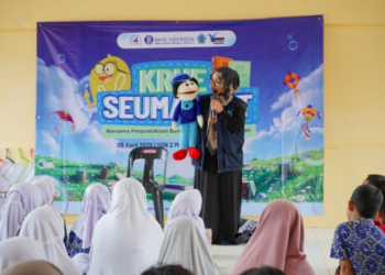 Krue Seumangat, Perpustakaan BI Aceh Hadirkan Senyum dan Semangat Anak-Anak Pidie Jaya