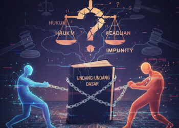 Ilustrasi Constitutional Disobedience dalam Praktik Penegakan Hukum. FOTO/AI untuk HAI. Ⓒ Hak cipta foto di atas dikembalikan sesungguhnya kepada pemilik foto