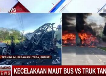 Ngeri! 16 Korban Kecelakaan Bus vs Truk Tangki di Muratara Tewas Terbakar