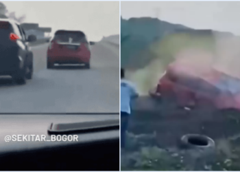Bak Film Action, Kejar-kejaran Mobil Polisi dengan Pelaku Pembunuhan Berakhir Terguling di Pinggir Tol