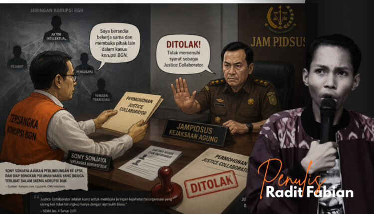 Ilustrasi Membongkar Korupsi atau Merawat Impunitas - Penolakan Justice Collaborator dalam Skandal Korupsi BGN. FOTO/Net.