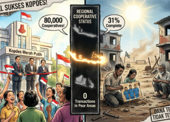 Ilustrasi Koperasi Desa (Kopdes) Merah Putih. FOTO/AI for HAI. Ⓒ Hak cipta foto di atas dikembalikan sesungguhnya kepada pemilik foto