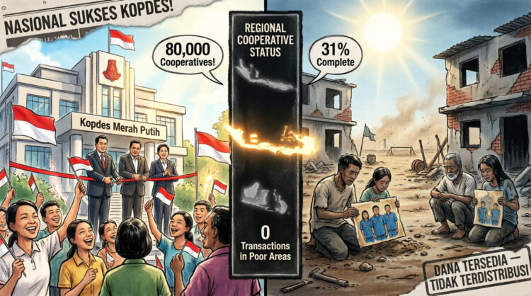Ilustrasi Koperasi Desa (Kopdes) Merah Putih. FOTO/AI for HAI. Ⓒ Hak cipta foto di atas dikembalikan sesungguhnya kepada pemilik foto