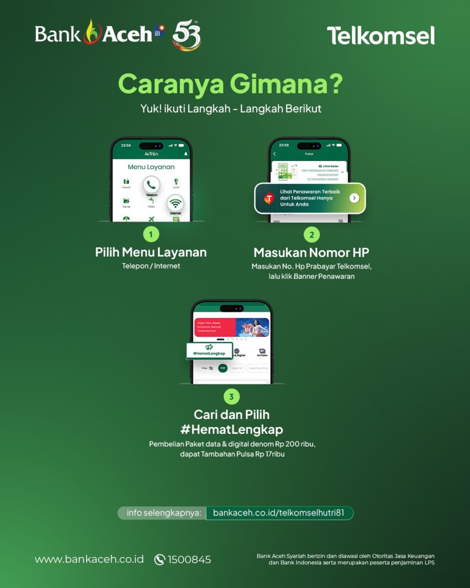 Promo Paket Data Telkomsel dari Bank Aceh Syariah. FLAYER/Dok. BAS untuk HAI. Ⓒ Hak cipta foto di atas dikembalikan sesungguhnya kepada pemilik foto