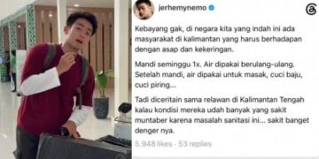 Jerhemy Owen Ungkap Kondisi Memprihatinkan Warga Kalimantan, Kabut Asap, Kekeringan hingga Picu Muntaber