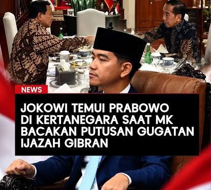 Jokowi Langsung Temui Prabowo Saat MK Tolak Gugatan Gibran