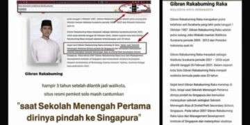 Bukan Setelah Lulus, Laman Arsip Pemkot Solo Catat Gibran Pindah ke Singapura saat SMP. FOTO/Tangkapan Layar.
