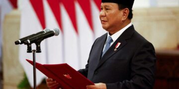 Presiden Indonesia Prabowo Subianto saat pelantikan di Istana Presiden, 21 Oktober 2024. FOTO/REUTERS/Willy Kurniawan.