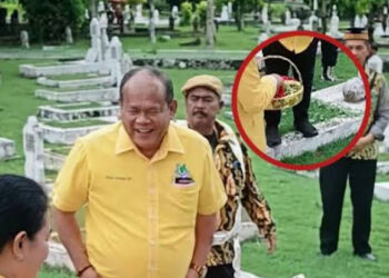 Viral! Terekam Injak Tembok Pusara Makam Pahlawan, Pejabat Golkar Sumut Disindir Netizen soal Etika
