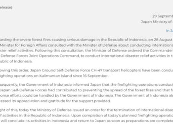 Karhutla Belum Tuntas, Indonesia Malah Pulangkan Pasukan Bantuan Jepang