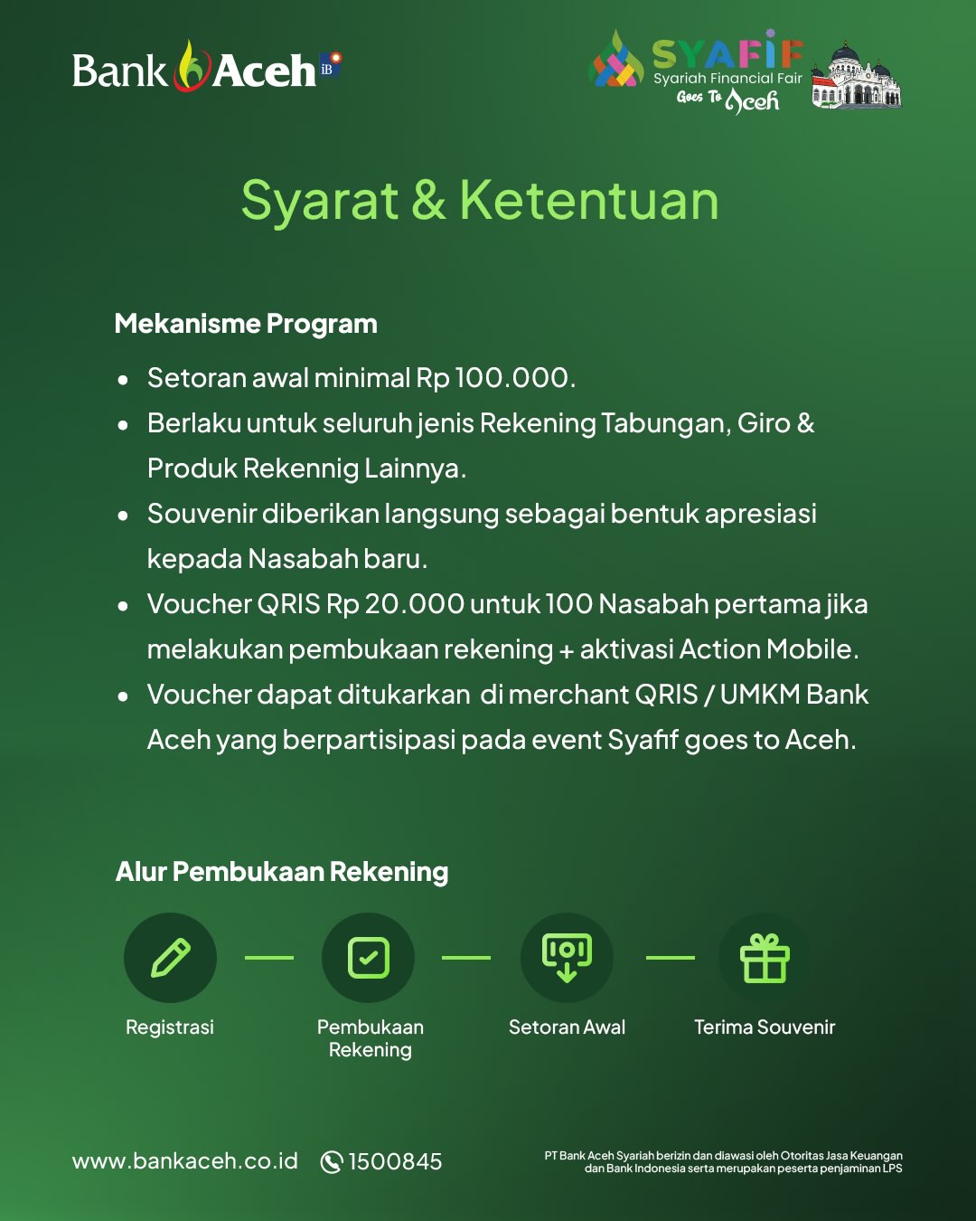 syarat dan ketentuan program pembukaan rekening di even syariah financial fair (syafif)