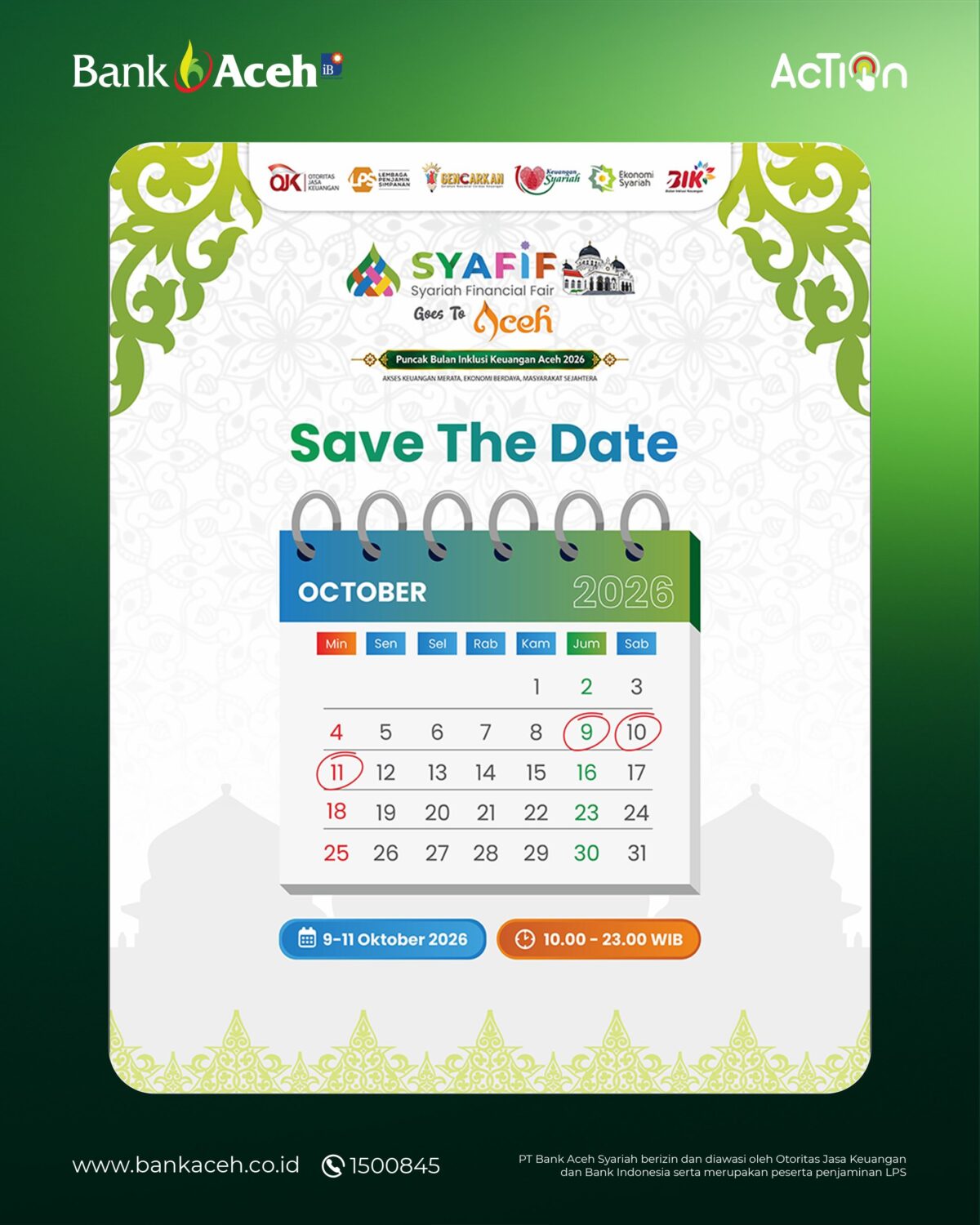 Jadwal Event Syariah Financial Fair (SYAFIF). Flyer by BAS.