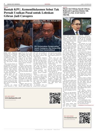 Halaman 3 Harian Aceh Indonesia edisi Jumat, 2 Oktober 2026