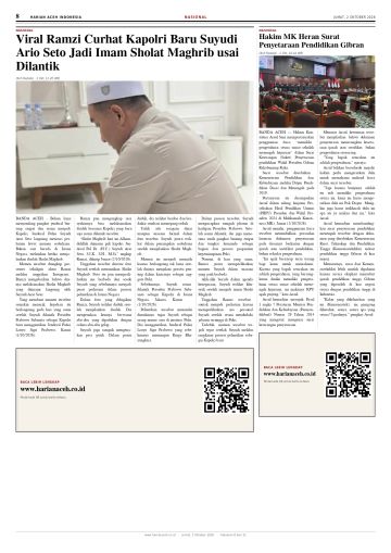 Halaman 8 Harian Aceh Indonesia edisi Jumat, 2 Oktober 2026