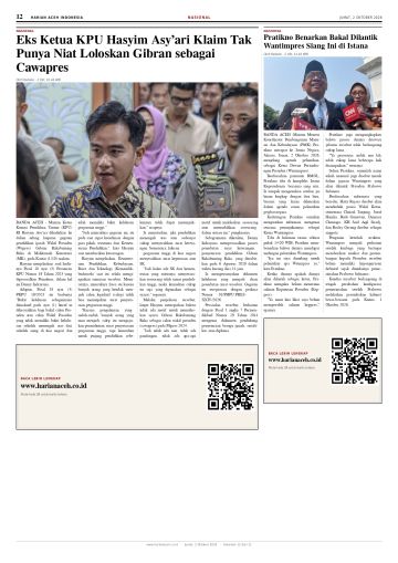 Halaman 12 Harian Aceh Indonesia edisi Jumat, 2 Oktober 2026