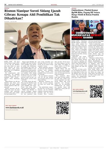 Halaman 14 Harian Aceh Indonesia edisi Jumat, 2 Oktober 2026