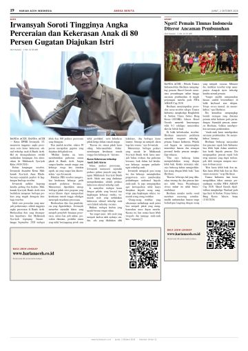 Halaman 19 Harian Aceh Indonesia edisi Jumat, 2 Oktober 2026