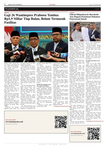 Halaman 2 Harian Aceh Indonesia edisi Sabtu, 3 Oktober 2026