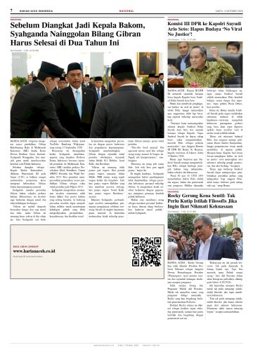 Halaman 7 Harian Aceh Indonesia edisi Sabtu, 3 Oktober 2026