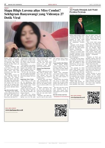 Halaman 15 Harian Aceh Indonesia edisi Sabtu, 3 Oktober 2026