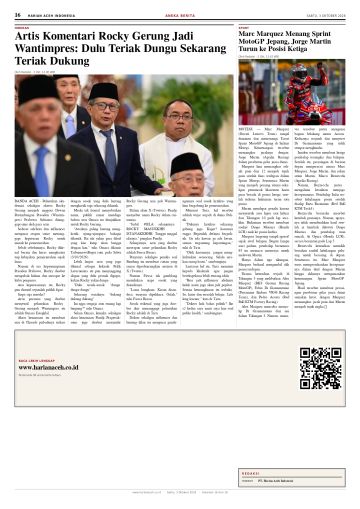 Halaman 16 Harian Aceh Indonesia edisi Sabtu, 3 Oktober 2026
