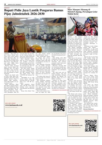 Halaman 18 Harian Aceh Indonesia edisi Minggu, 4 Oktober 2026