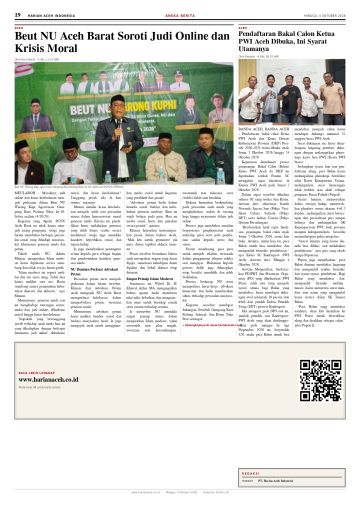 Halaman 19 Harian Aceh Indonesia edisi Minggu, 4 Oktober 2026