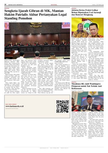 Halaman 10 Harian Aceh Indonesia edisi Senin, 5 Oktober 2026
