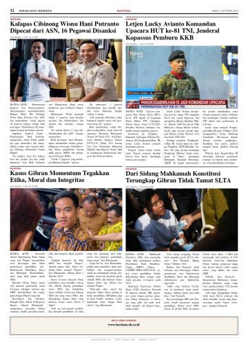 Halaman 12 Harian Aceh Indonesia edisi Senin, 5 Oktober 2026