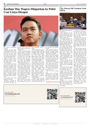 Halaman 18 Harian Aceh Indonesia edisi Senin, 5 Oktober 2026