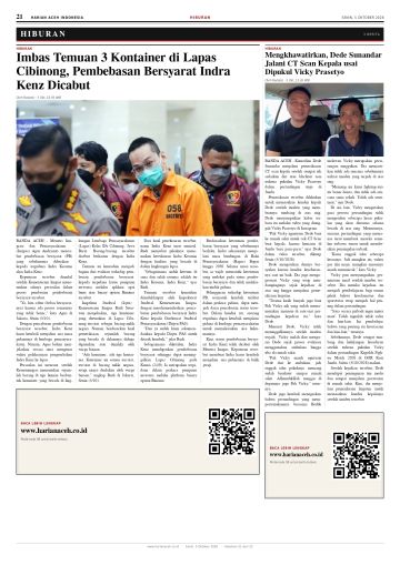 Halaman 21 Harian Aceh Indonesia edisi Senin, 5 Oktober 2026