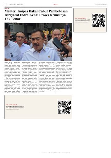 Halaman 22 Harian Aceh Indonesia edisi Senin, 5 Oktober 2026