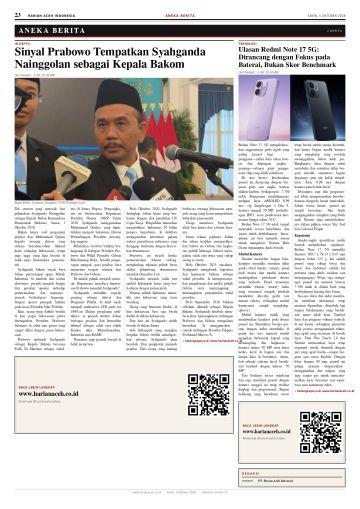 Halaman 23 Harian Aceh Indonesia edisi Senin, 5 Oktober 2026