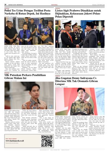 Halaman 20 Harian Aceh Indonesia edisi Selasa, 6 Oktober 2026