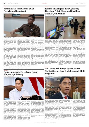 Halaman 20 Harian Aceh Indonesia edisi Rabu, 7 Oktober 2026