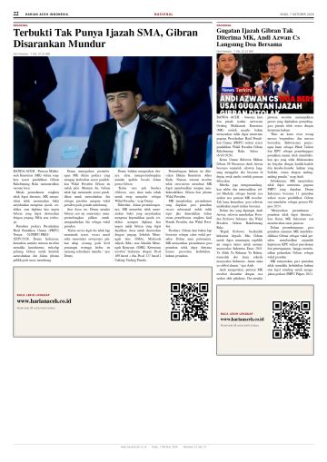 Halaman 22 Harian Aceh Indonesia edisi Rabu, 7 Oktober 2026