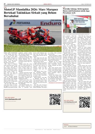 Halaman 27 Harian Aceh Indonesia edisi Rabu, 7 Oktober 2026