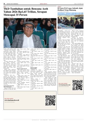 Halaman 26 Harian Aceh Indonesia edisi Kamis, 8 Oktober 2026